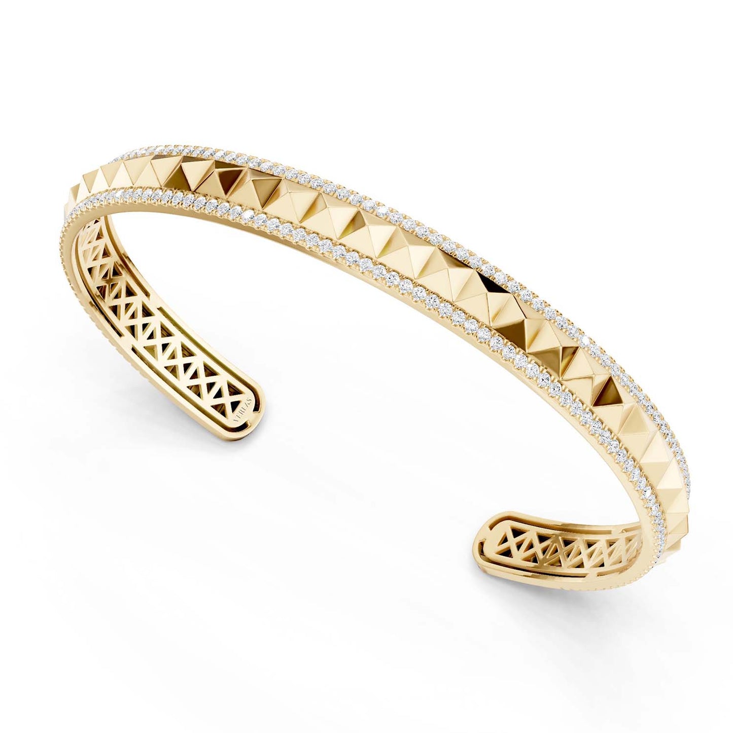 Pyramid Spiked Diamond Cuff Bracelet