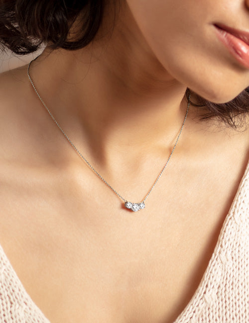 Atmos 3-Stone Diamond Necklace white gold hover