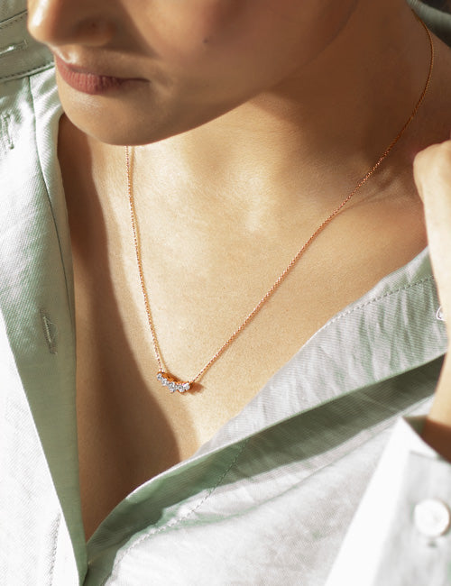 Atmos 5-Stone Diamond Necklace rose gold hover