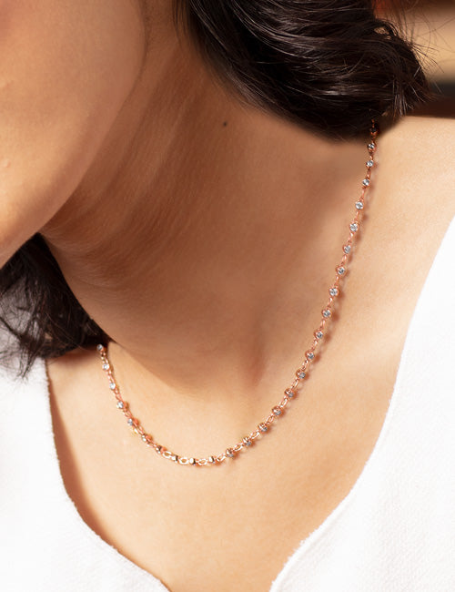 Atmos Bezel Set Diamond Necklace rose gold hover