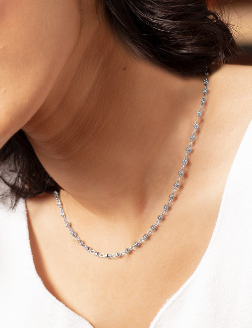 Atmos Bezel Set Diamond Necklace white gold hover