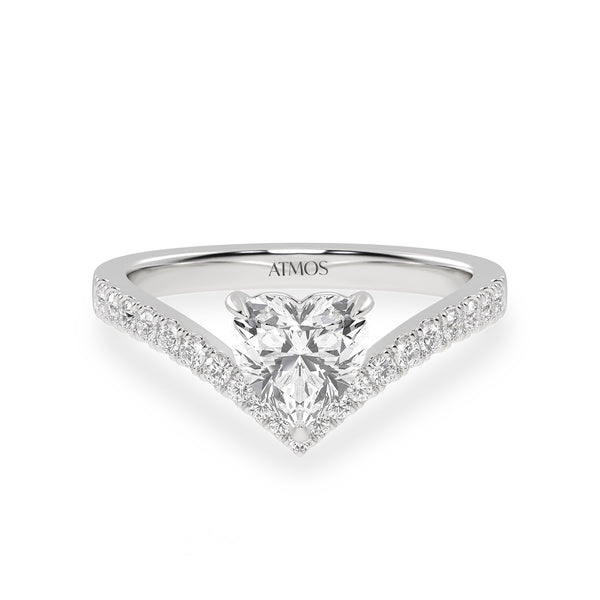 Atmos Heart Chevron Diamond Ring white gold