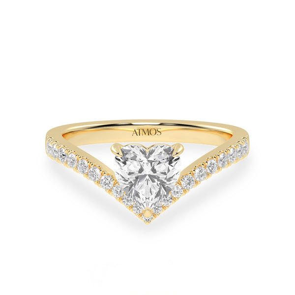 Atmos Heart Chevron Diamond Ring yellow gold