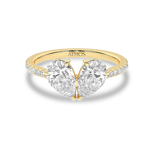Atmos Double Pear Diamond Ring yellow gold