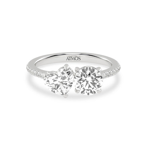 Atmos Heart-Round Two-Stone Diamond Ring white gold