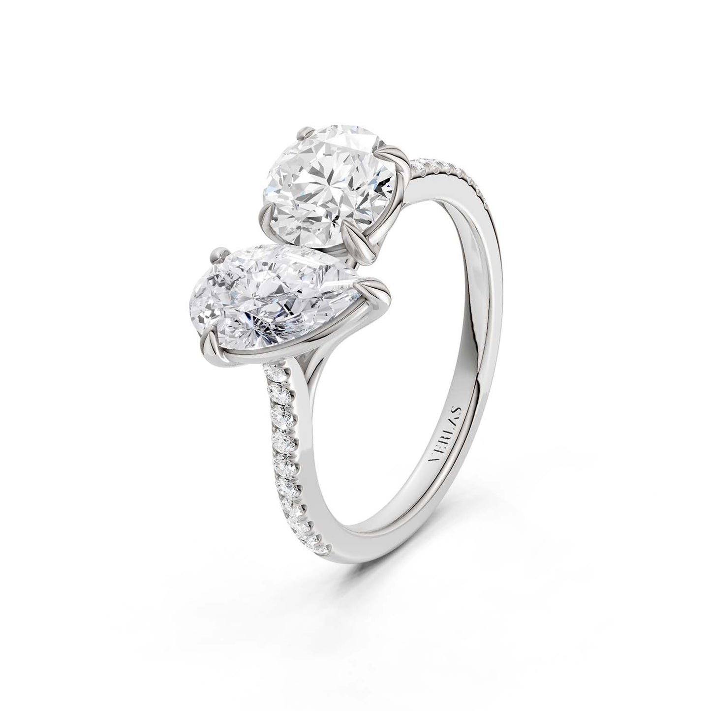 Pear Round Two Stone Diamond Ring