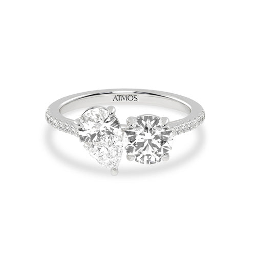 Atmos Pear-Round Two-Stone Diamond Ring white gold