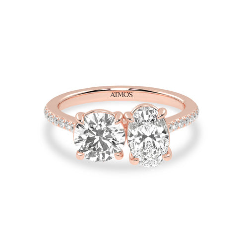 Atmos Round-Oval Two-Stone Diamond Ring rose gold