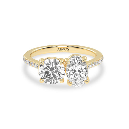 Atmos Round-Oval Two-Stone Diamond Ring yellow gold