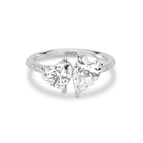 Atmos Heart-Pear Two-Stone Diamond Ring white gold
