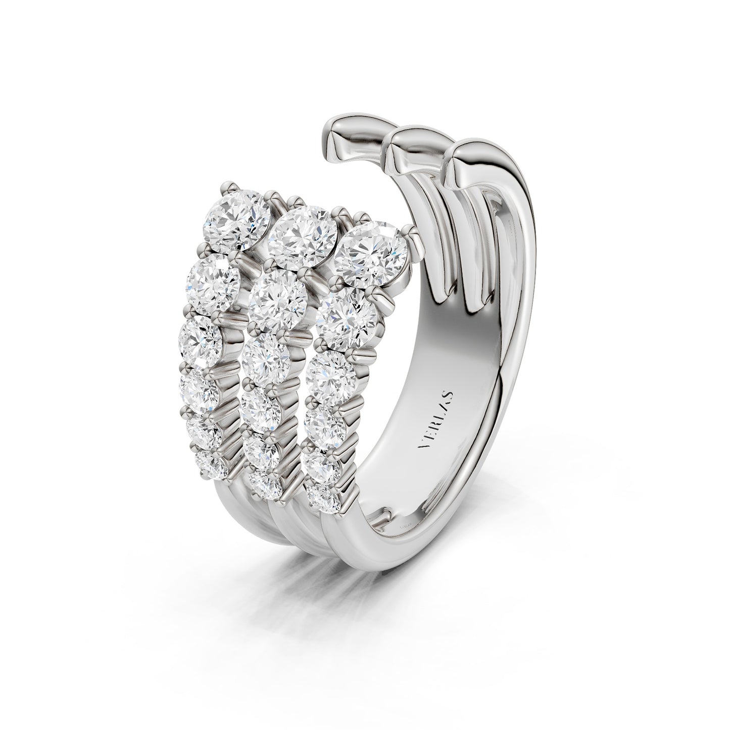 Tri-Band Round Crescendo Open Ring