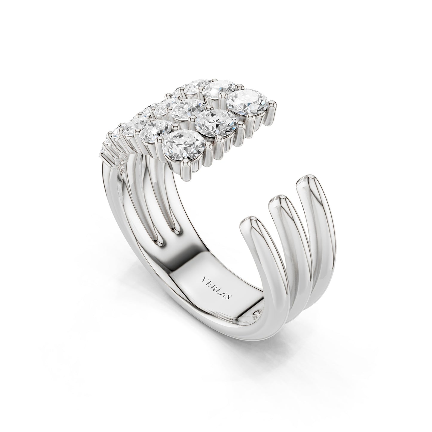 Tri-Band Round Crescendo Open Ring