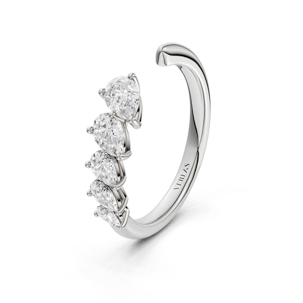 Angled Pear Crescendo Open Ring