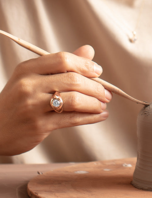 Atmos Round Diamond Ring rose gold hover