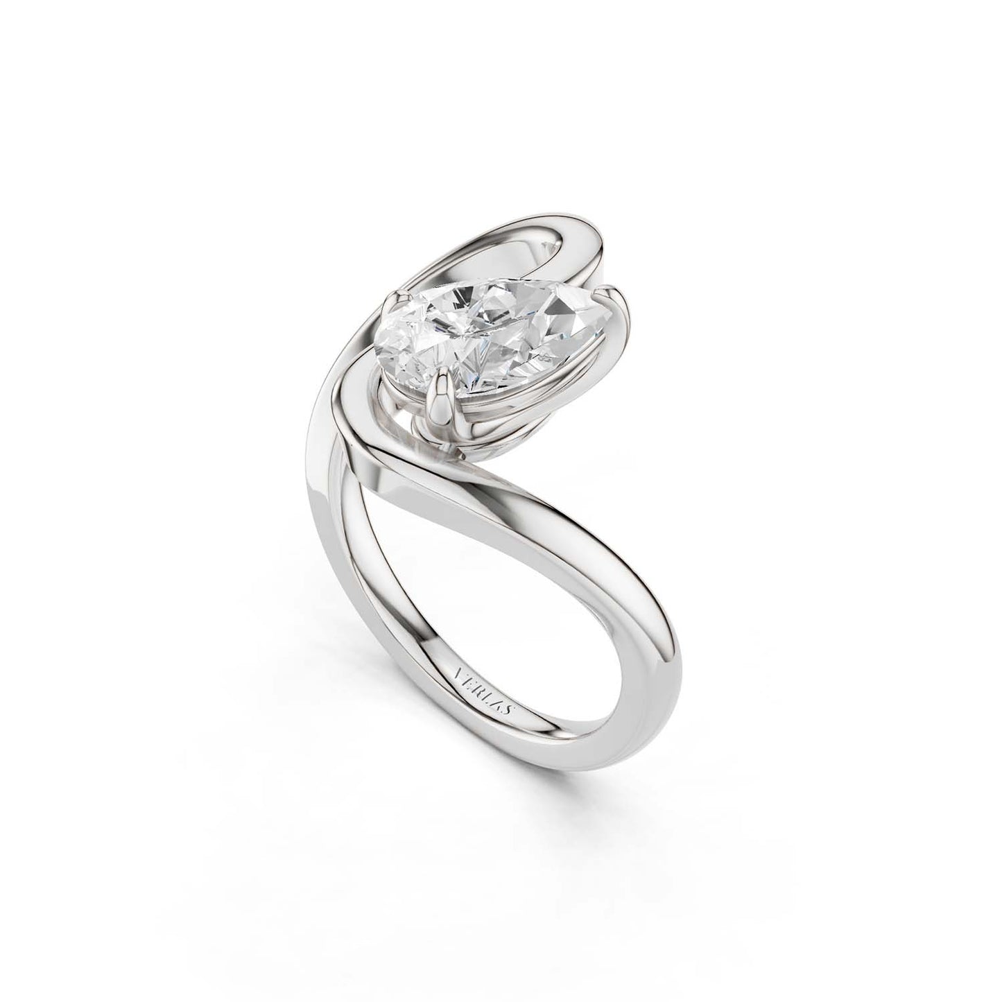 Curved Shank Dewdrop Ring