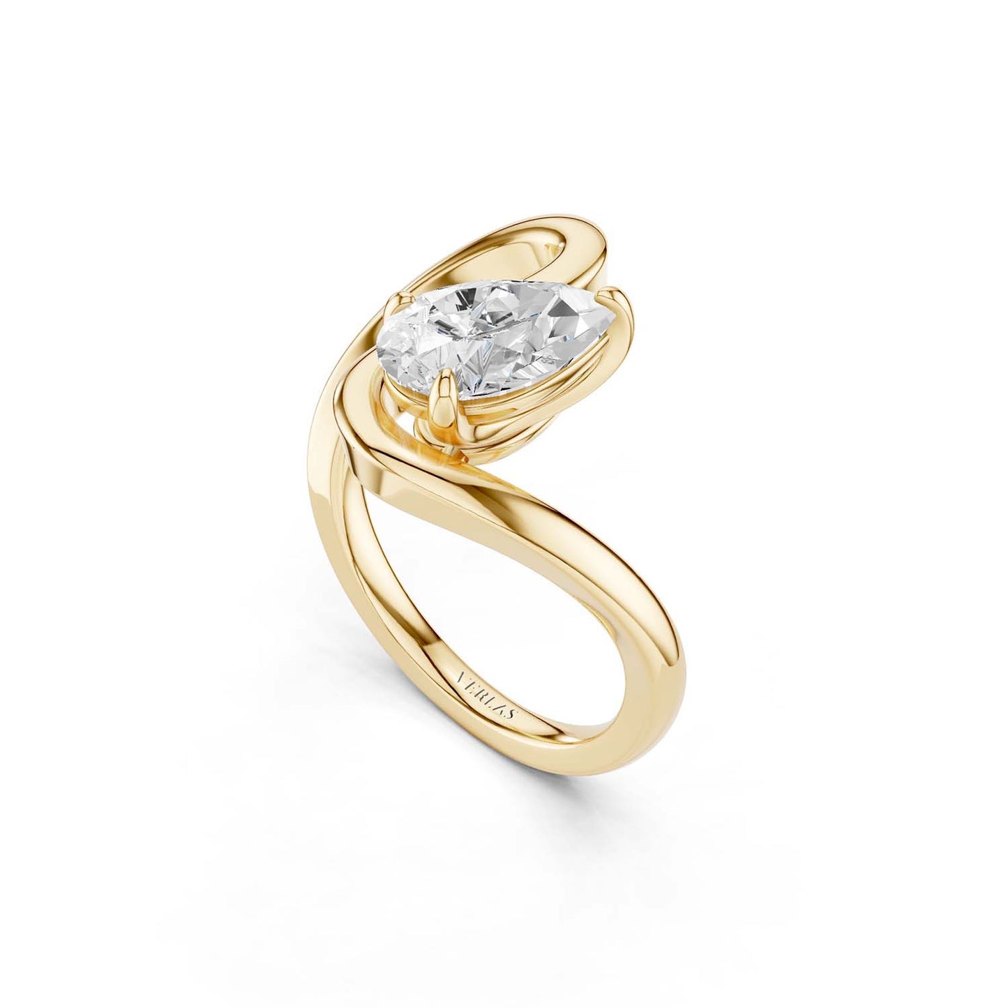 Curved Shank Dewdrop Ring