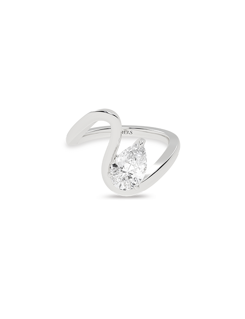 Atmos Curved Shank Dewdrop Ring white gold