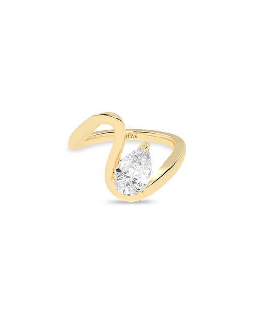 Atmos Curved Shank Dewdrop Ring yellow gold