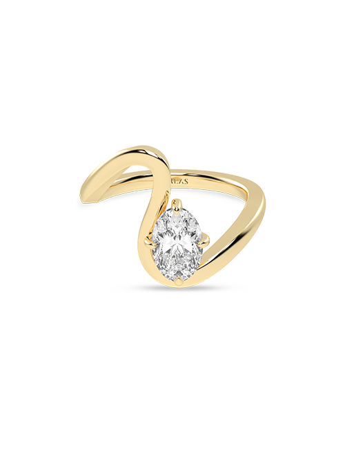 Atmos Curved Shank Ellipse Ring yellow gold
