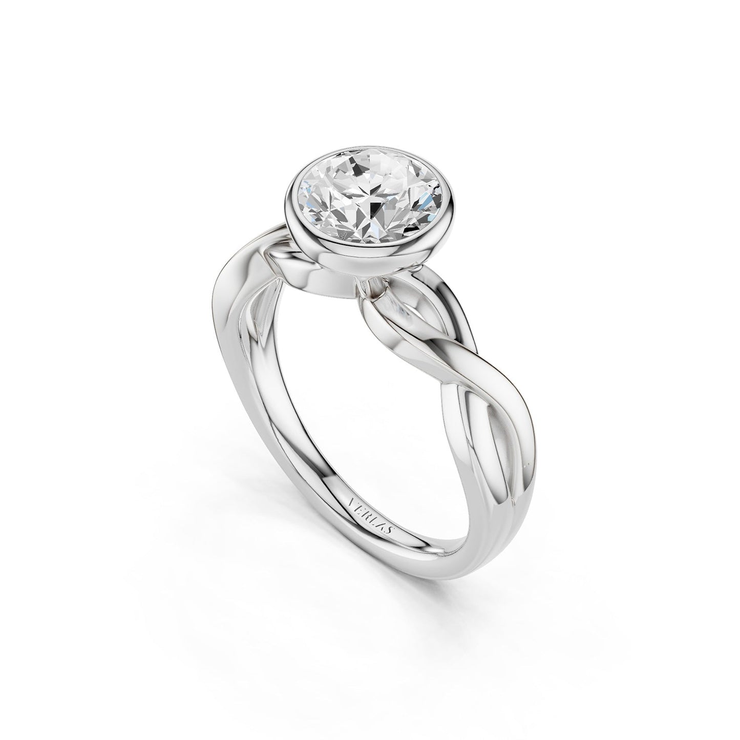 Twisted Bezel Round Diamond Ring