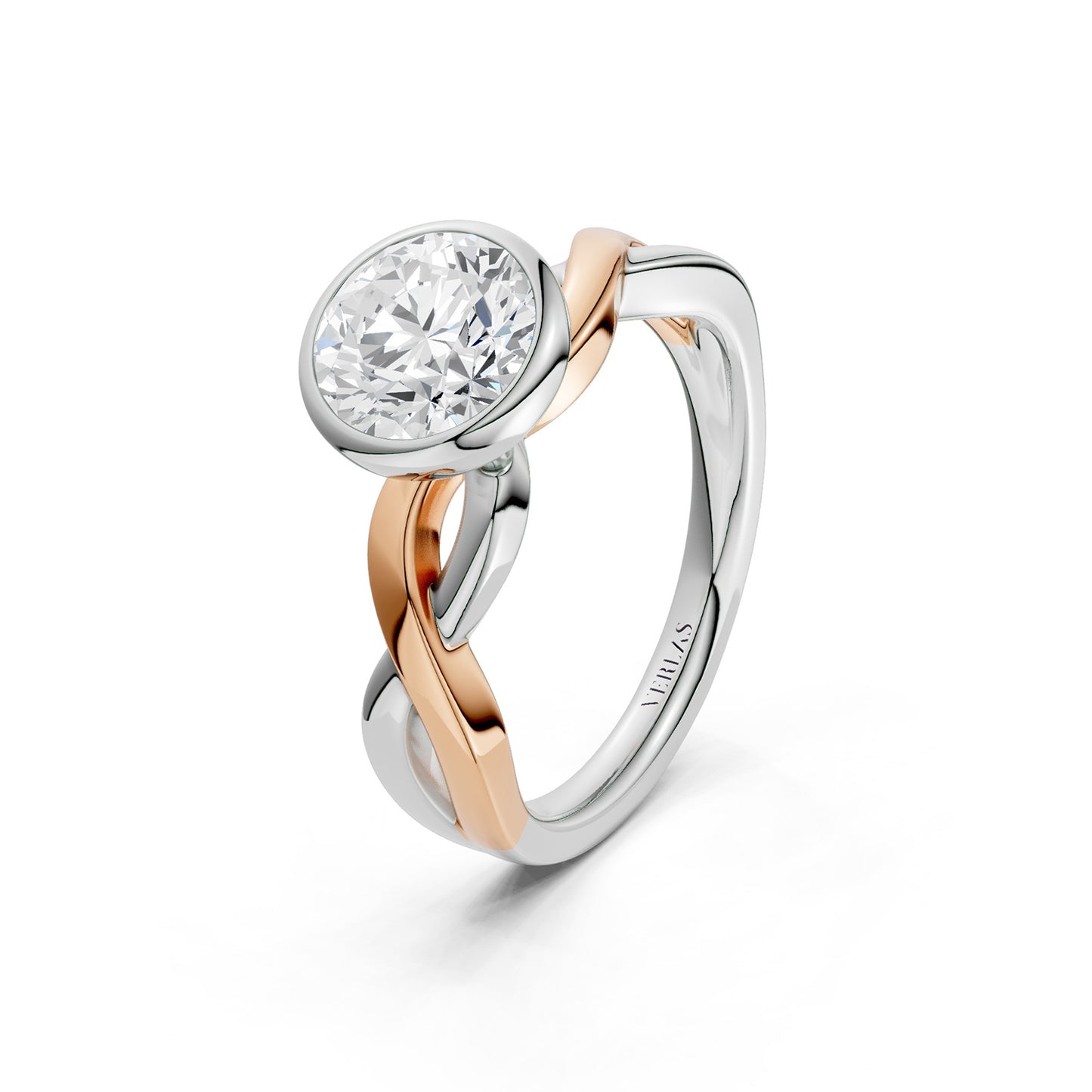 Twisted Bezel Round Diamond Ring
