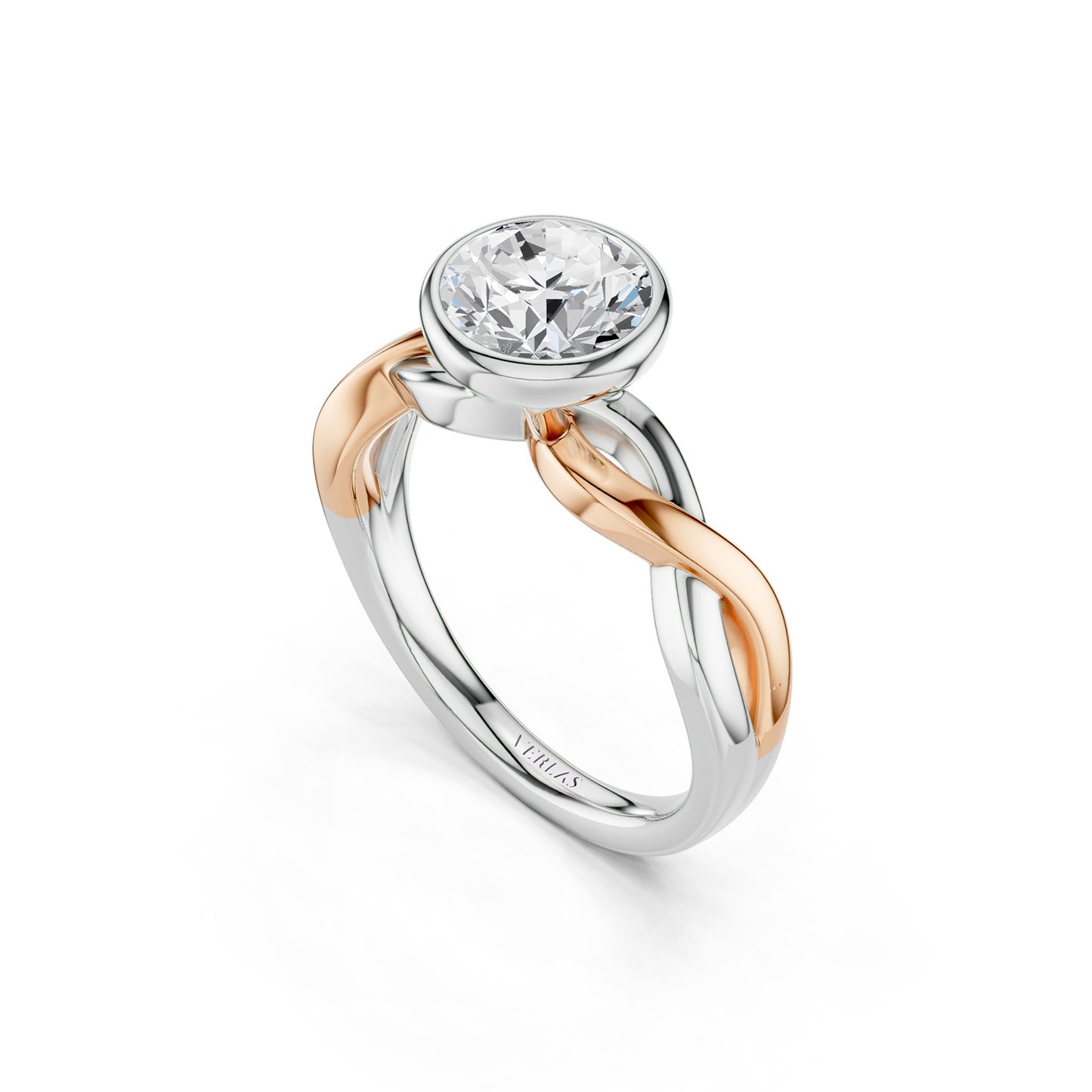 Twisted Bezel Round Diamond Ring