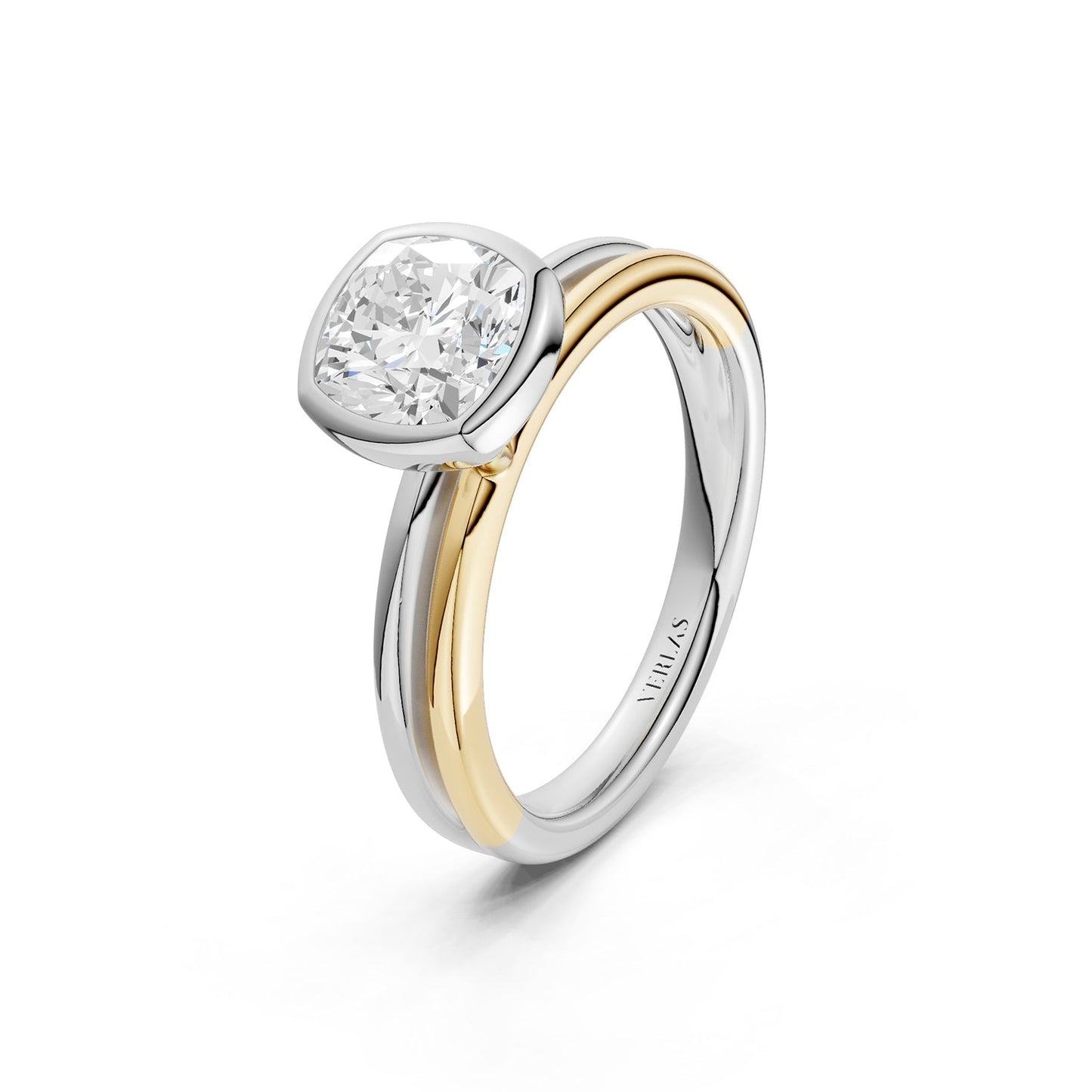 Coupled Cushion Bezel Ring