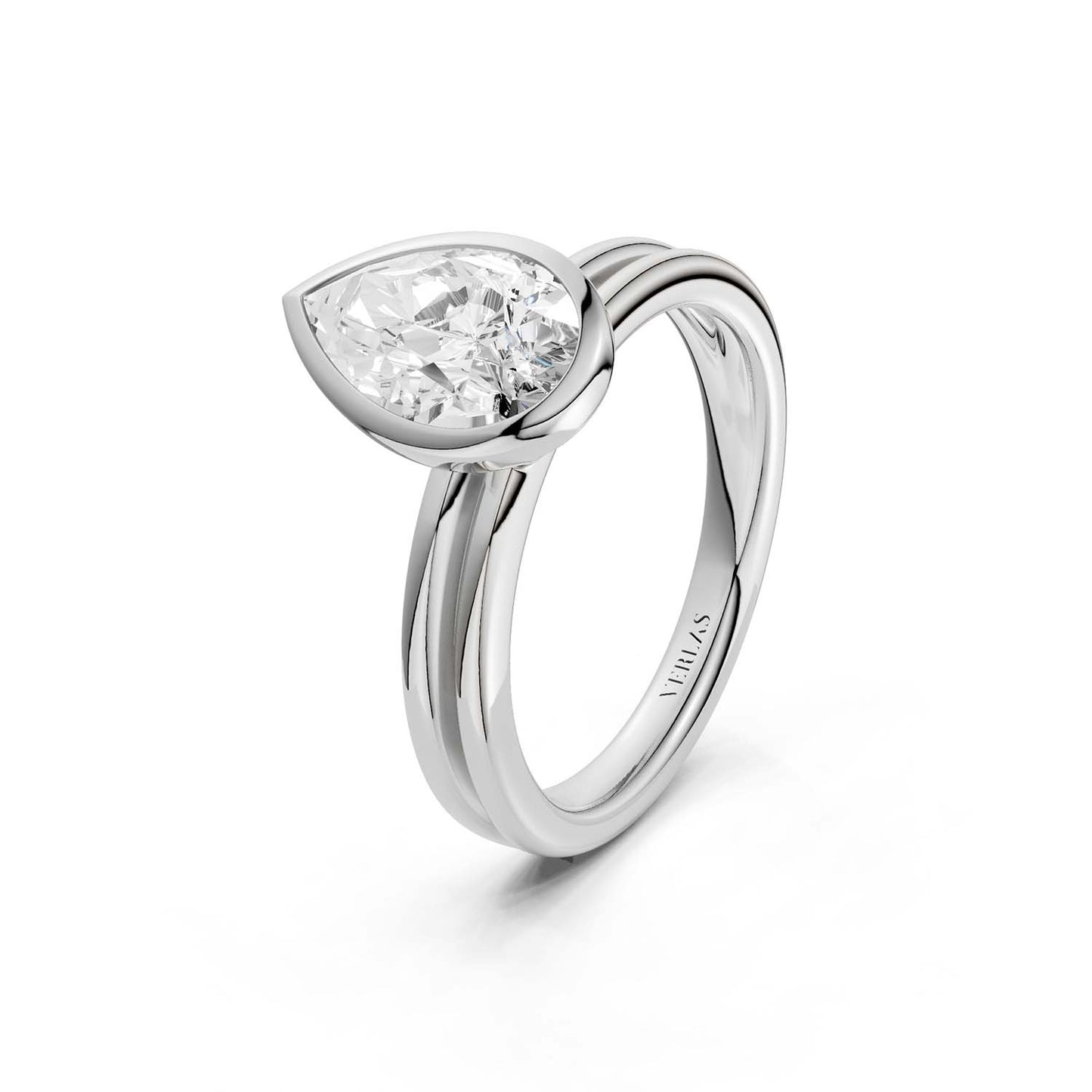 Coupled Pear Bezel Ring