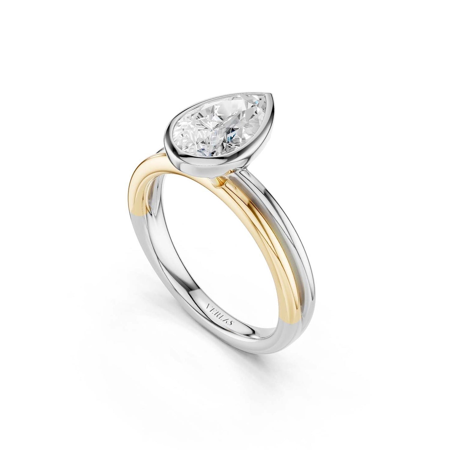 Coupled Pear Bezel Ring