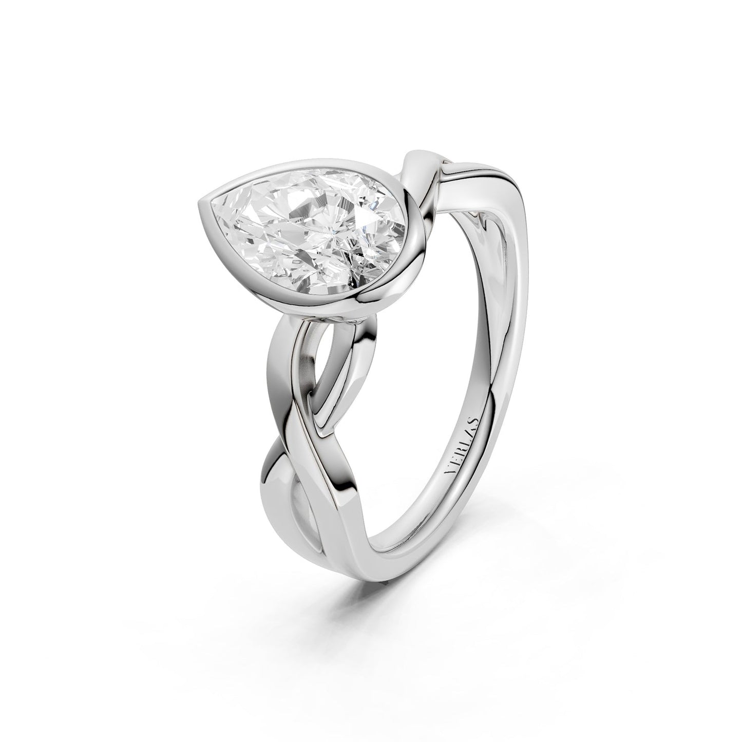 Twisted Bezel Pear Diamond Ring