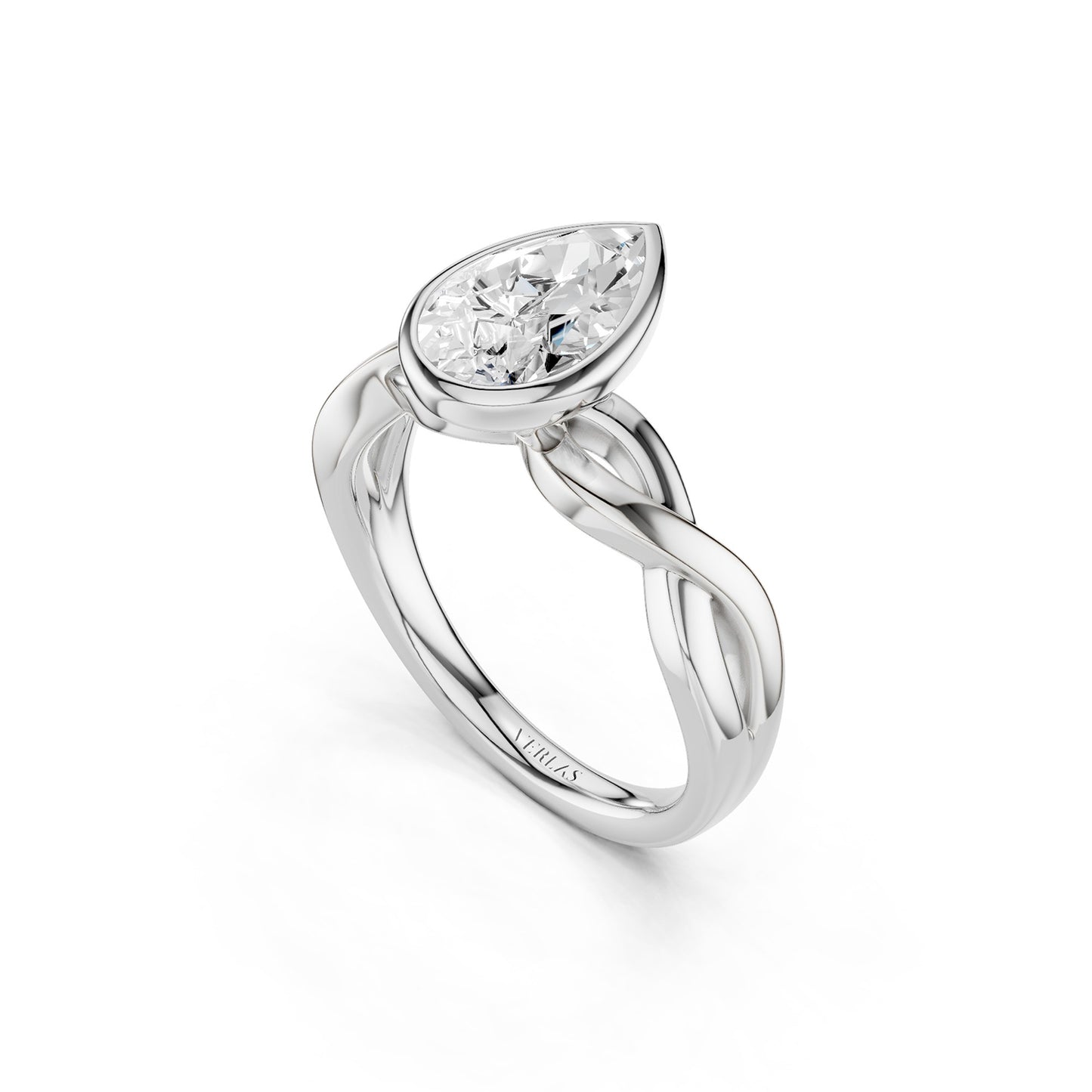 Twisted Bezel Pear Diamond Ring