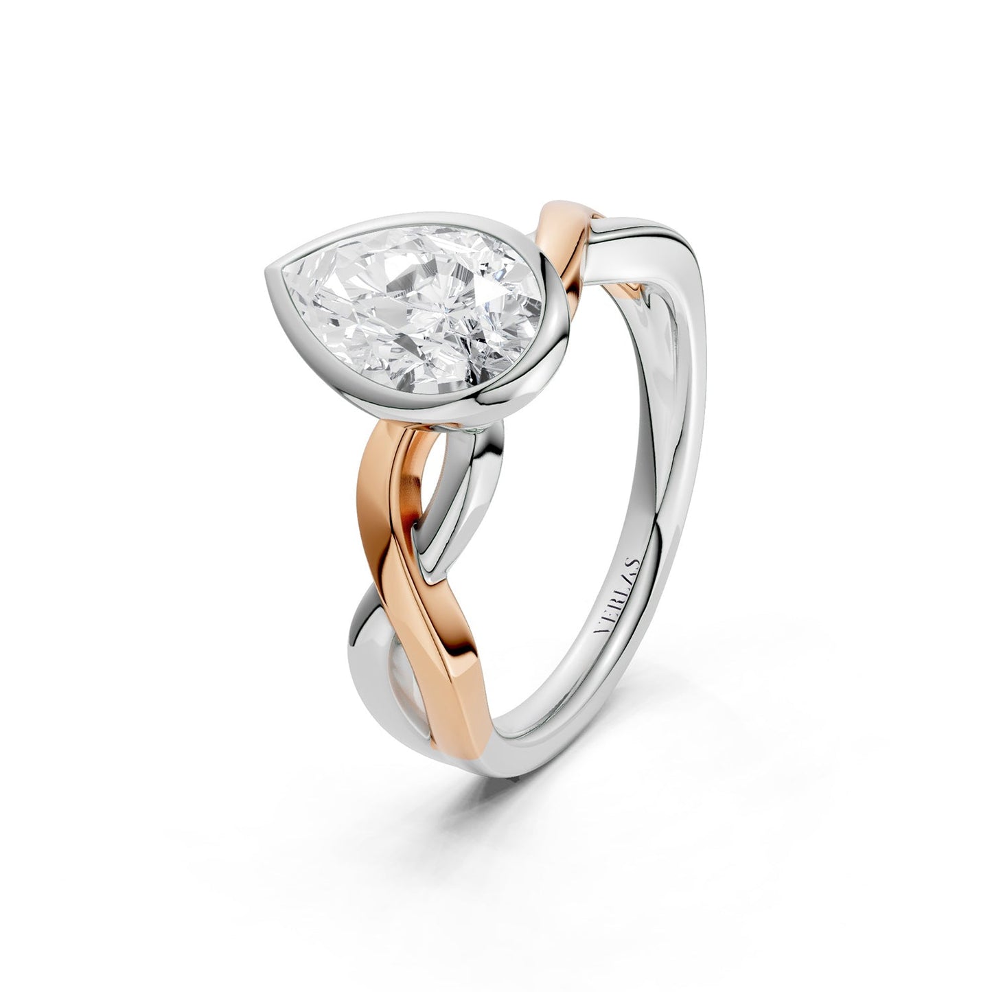Twisted Bezel Pear Diamond Ring