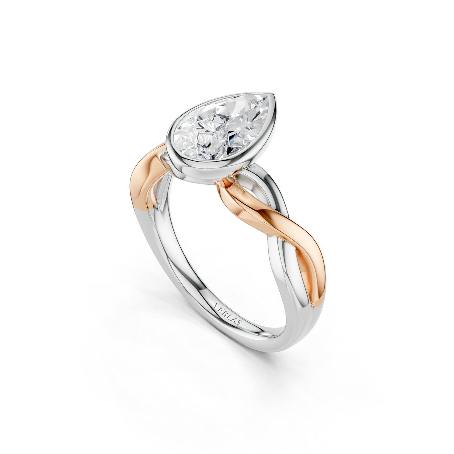 Twisted Bezel Pear Diamond Ring