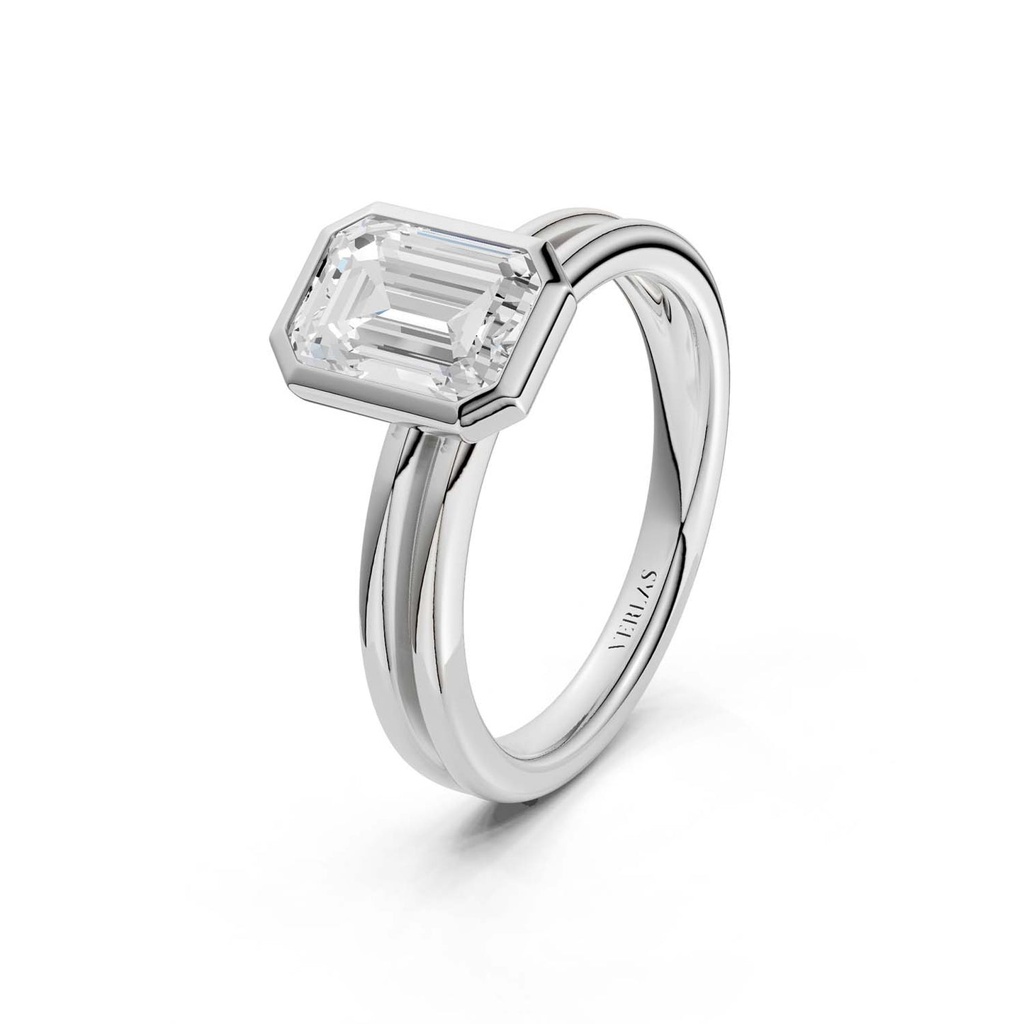 Coupled Emerald Bezel Ring