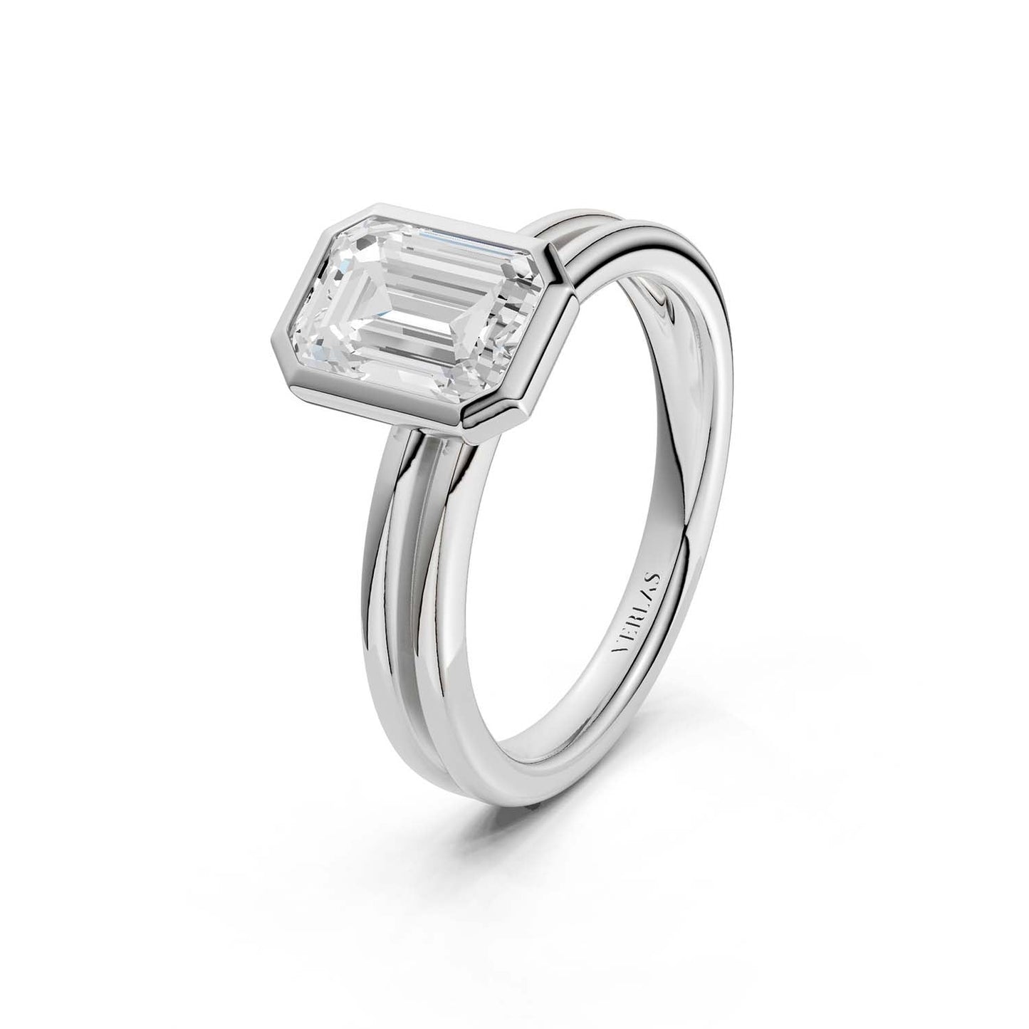 Coupled Emerald Bezel Ring