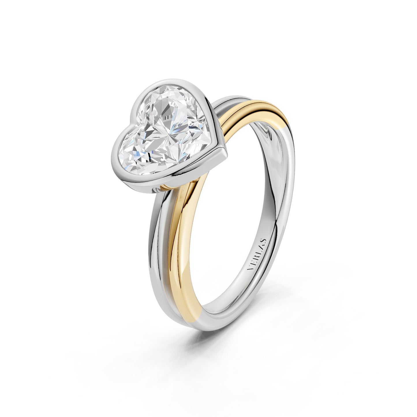 Coupled Heart Bezel Ring