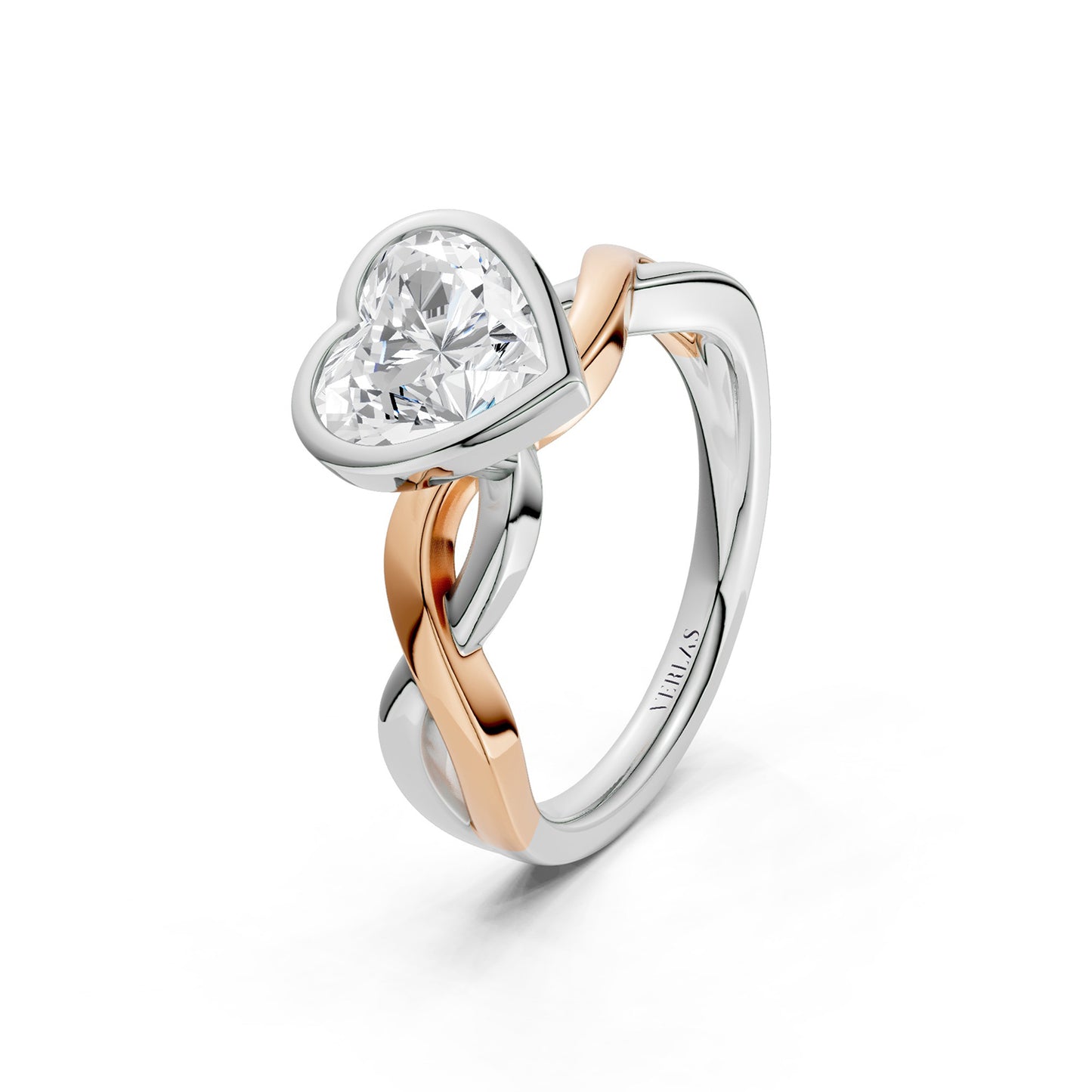 Twisted Bezel Heart Diamond Ring