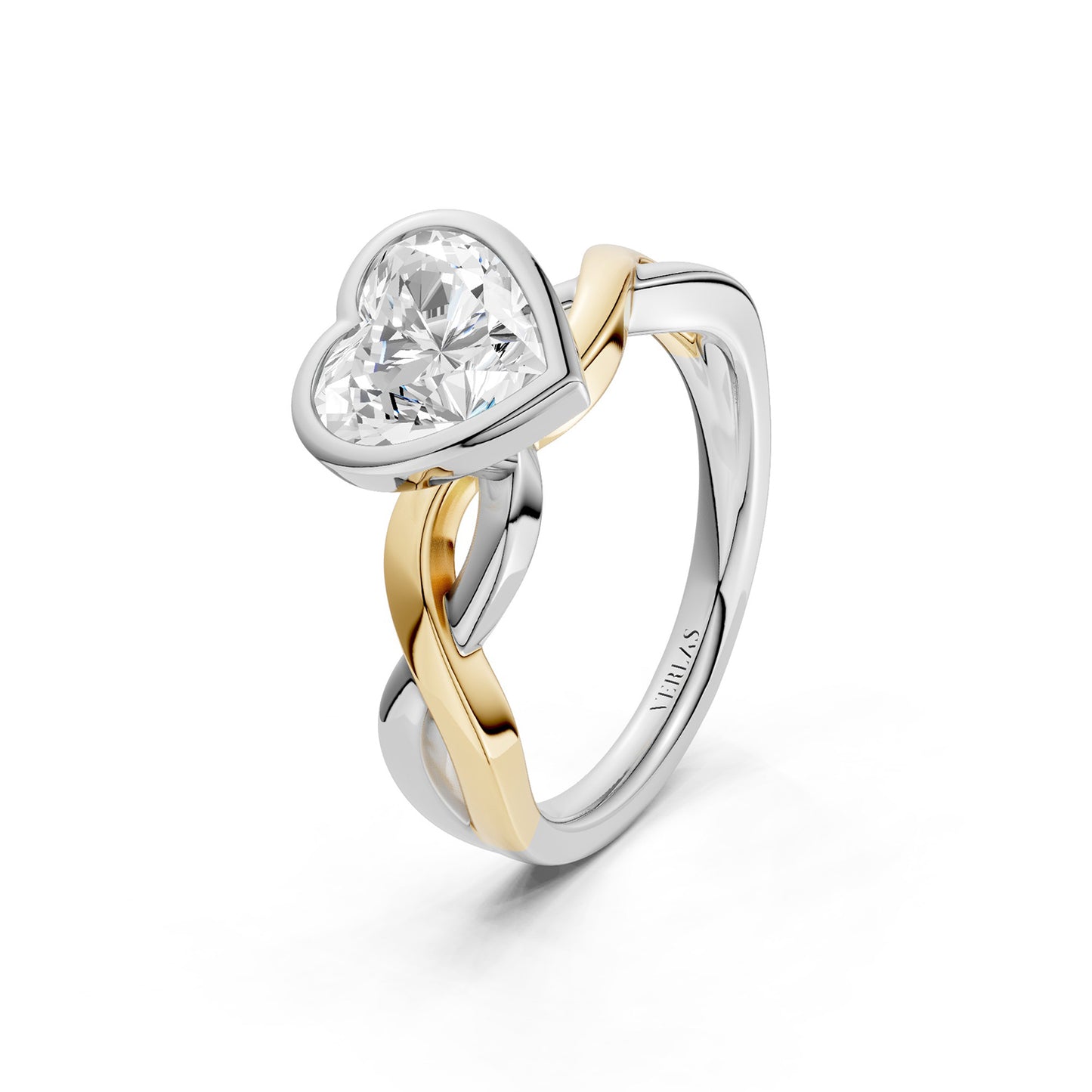 Twisted Bezel Heart Diamond Ring