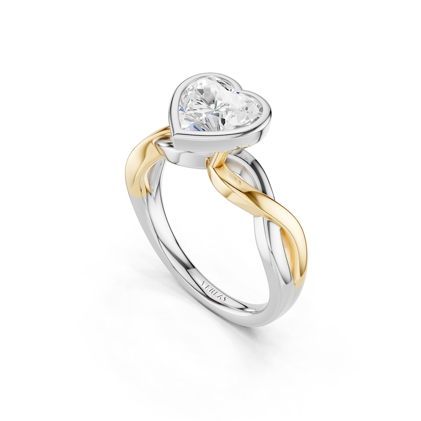 Twisted Bezel Heart Diamond Ring