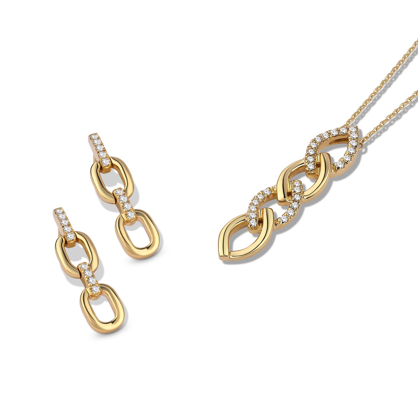 Together Forever 2-Diamond Links Drop Earrings