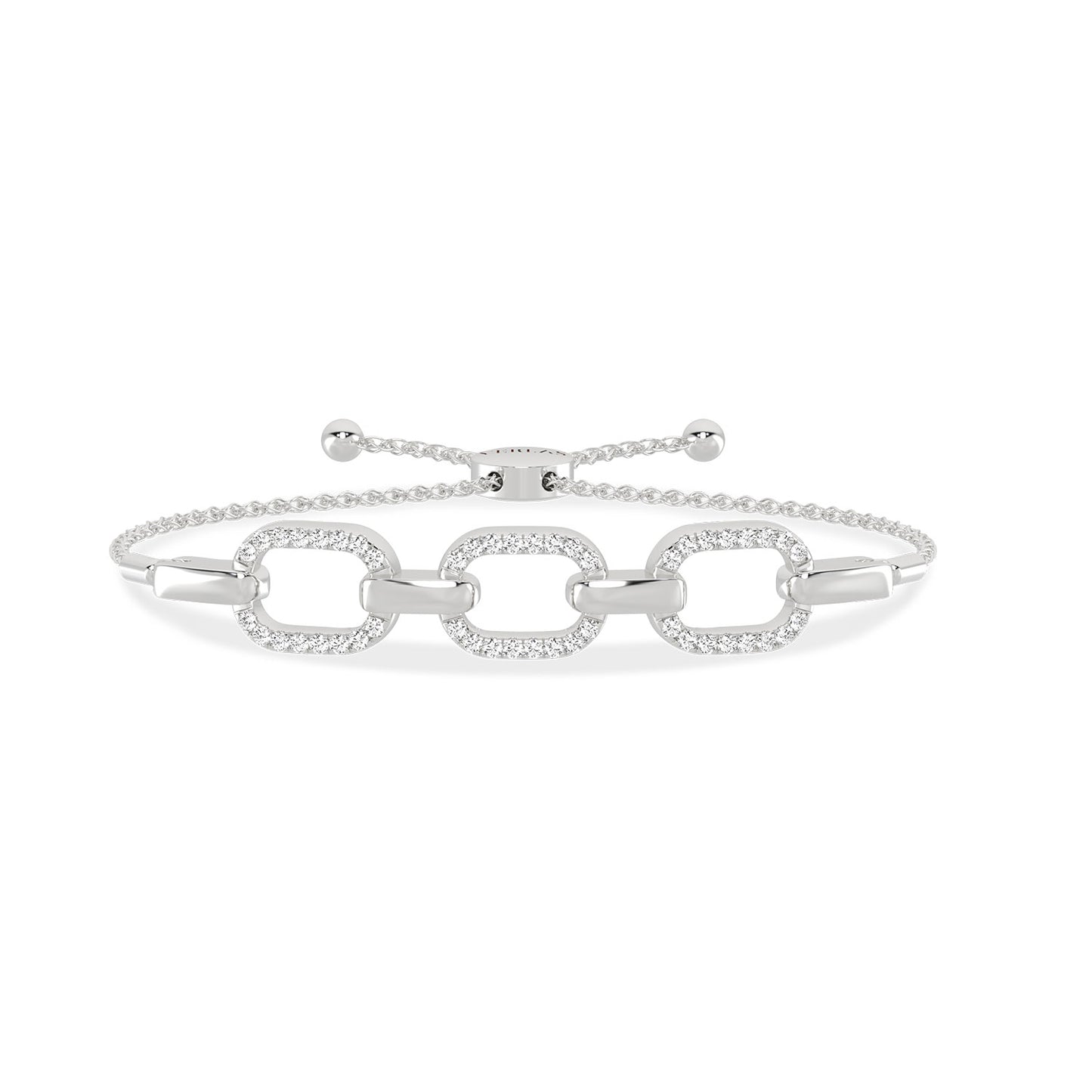 Together Forever 3-Gold Diamond Links Bolo Bracelet