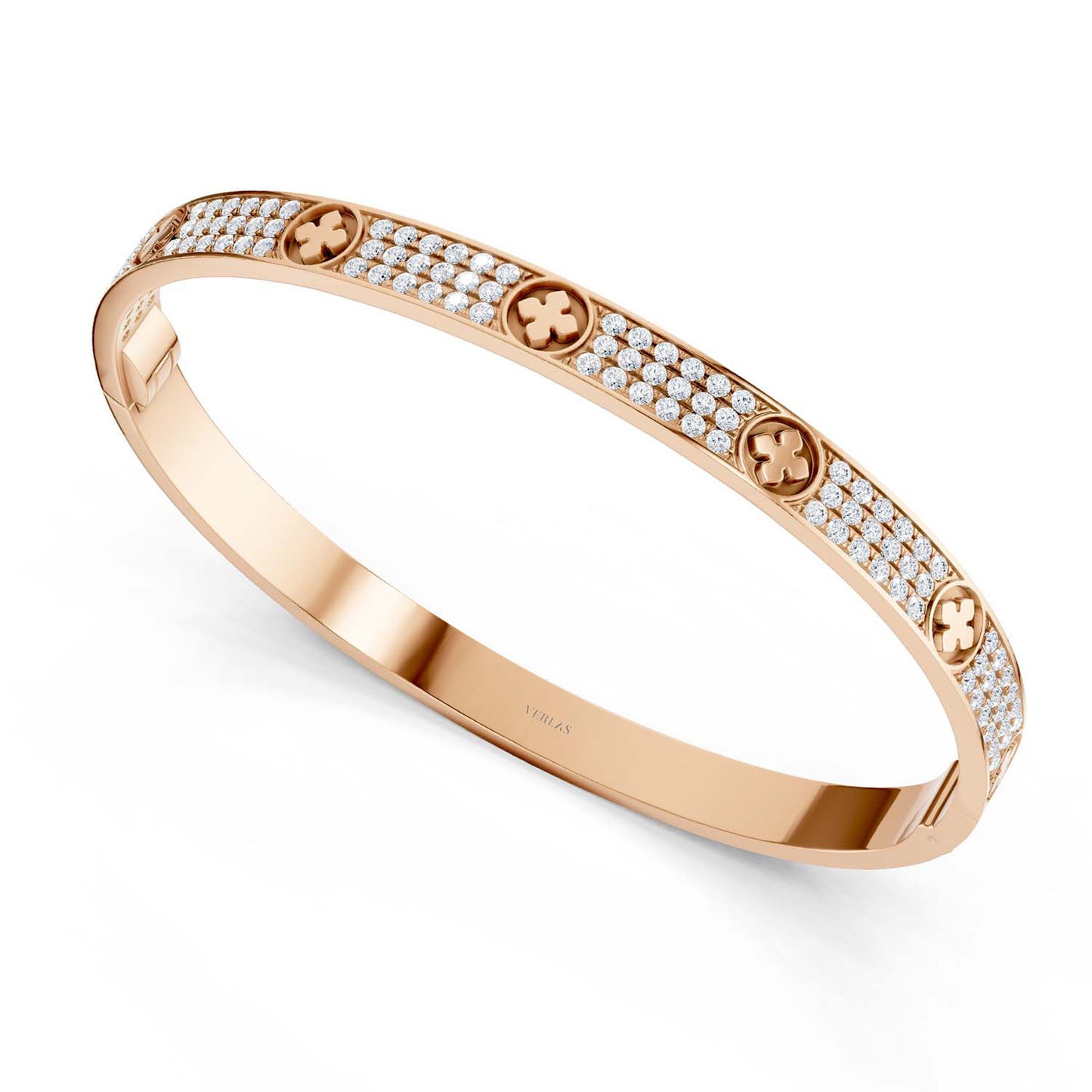 La Fleur 3-Diamond Rows Round Bangle