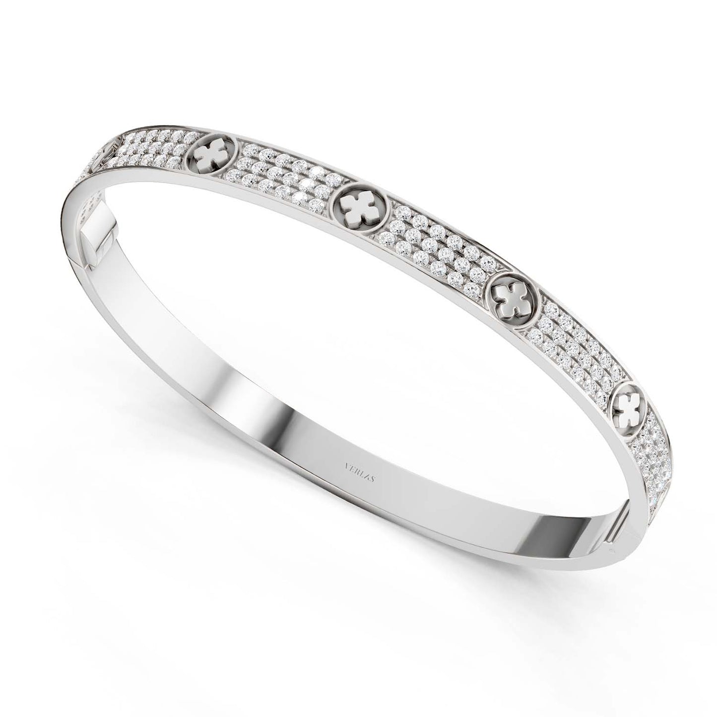 La Fleur 3-Diamond Rows Round Bangle