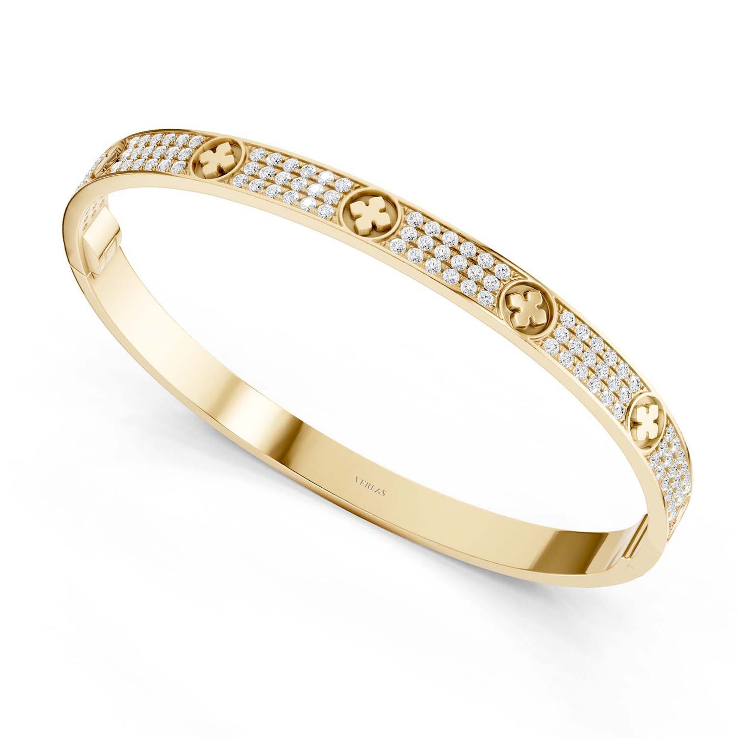 La Fleur 3-Diamond Rows Round Bangle