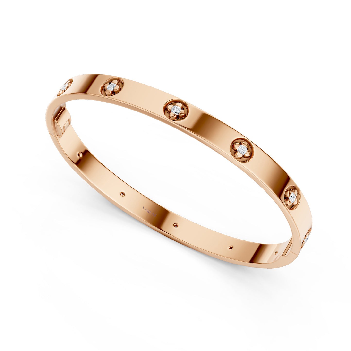La Fleur 5mm 12-Diamonds Round Bangle