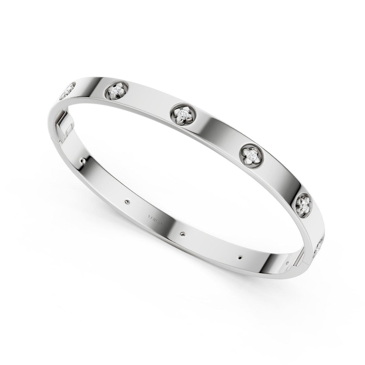 La Fleur 5mm 12-Diamonds Round Bangle