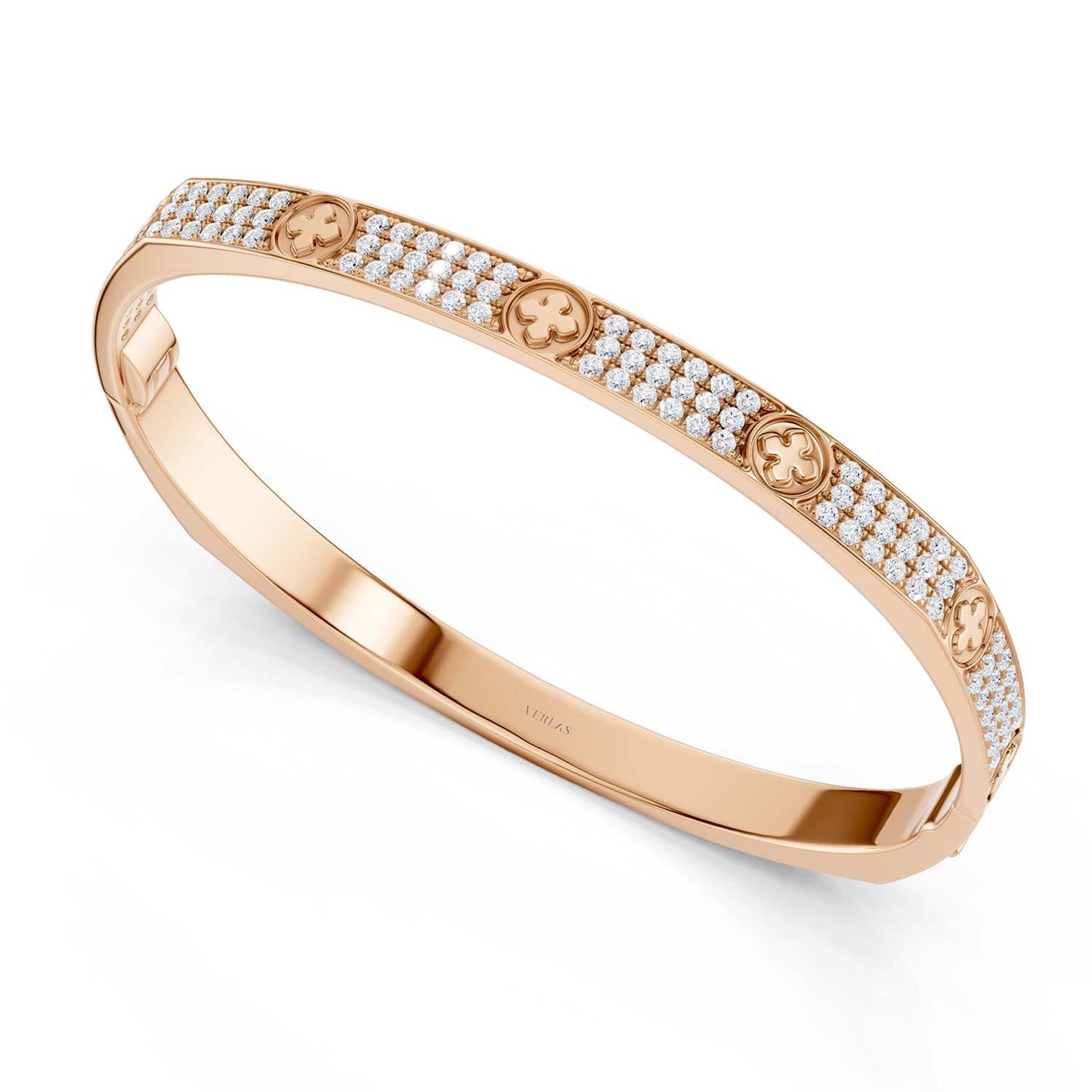 La Fleur 3-Diamond Rows Square Bangle