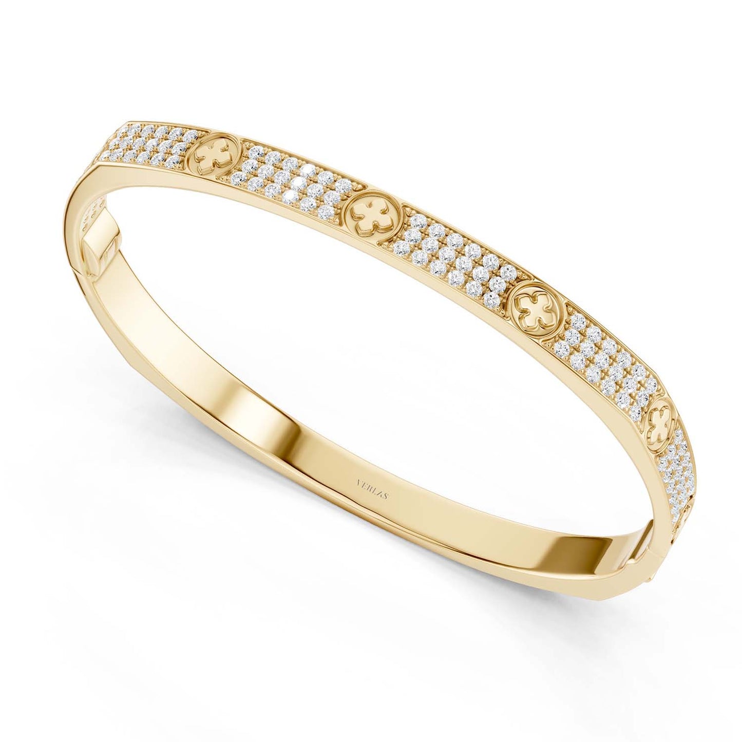 La Fleur 3-Diamond Rows Square Bangle