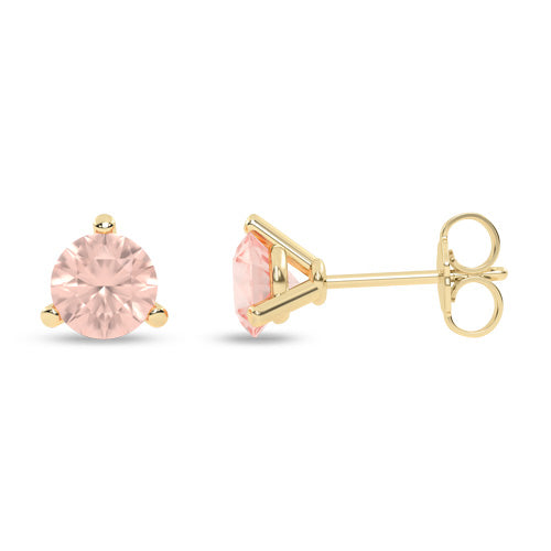 3-Prong Gemstone Round Solitaire Studs yellow gold