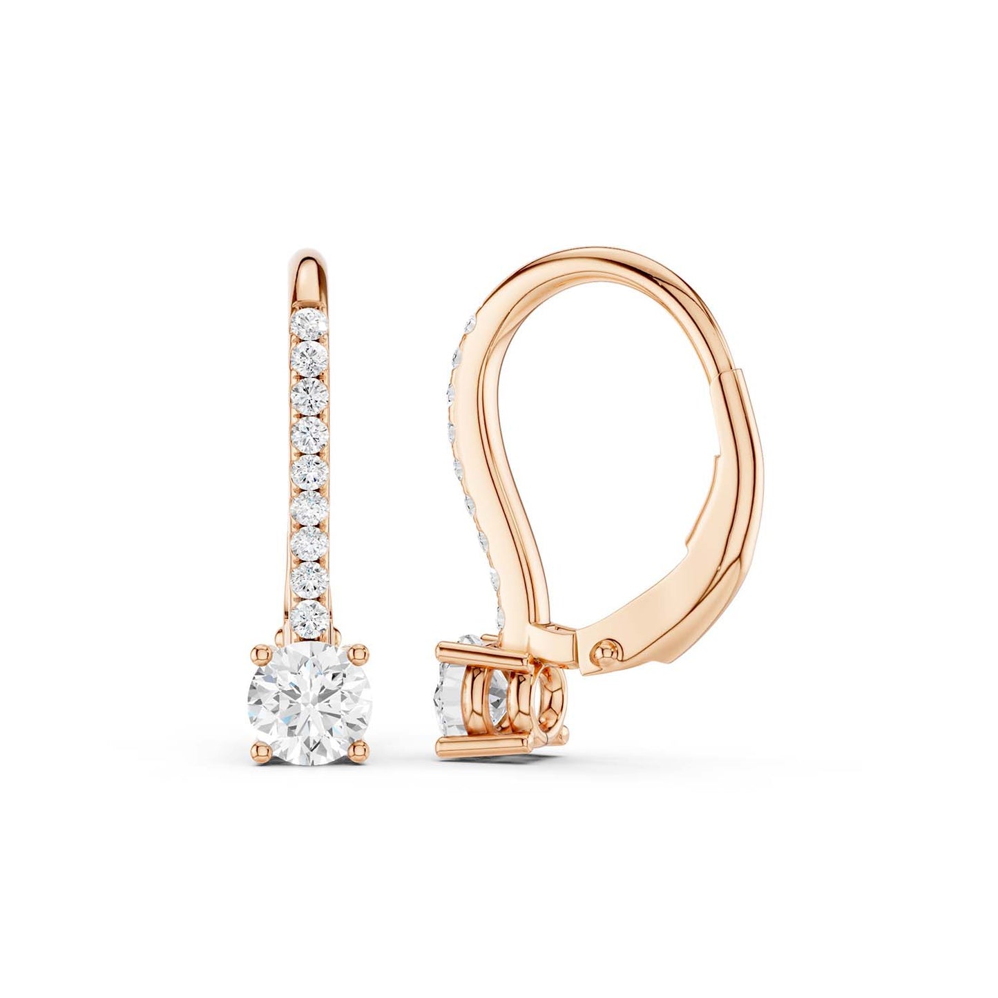 Round Solitaire Drop Earrings